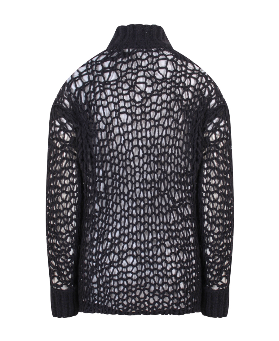Ann Demeulemeester Open-knit High-neck Sweater In Black