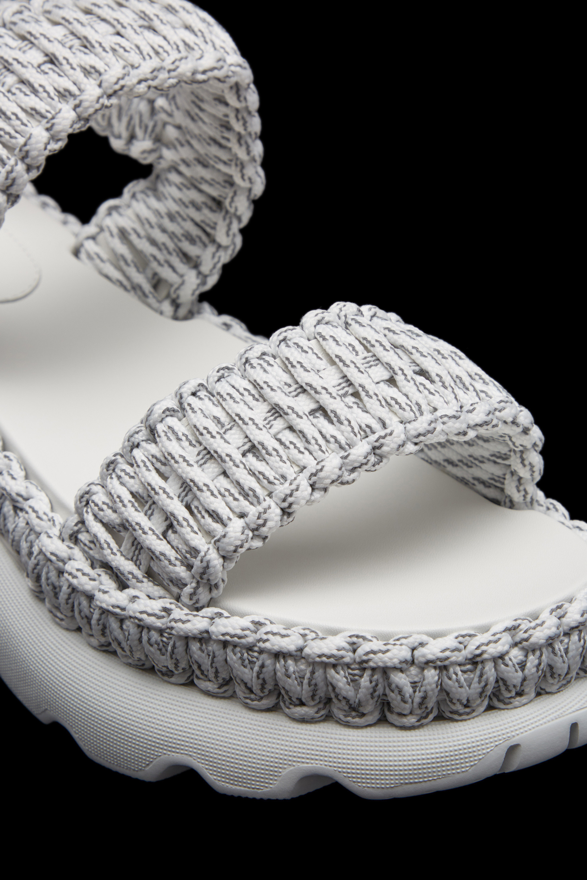 Shop Moncler Belay Woven Sandals In White