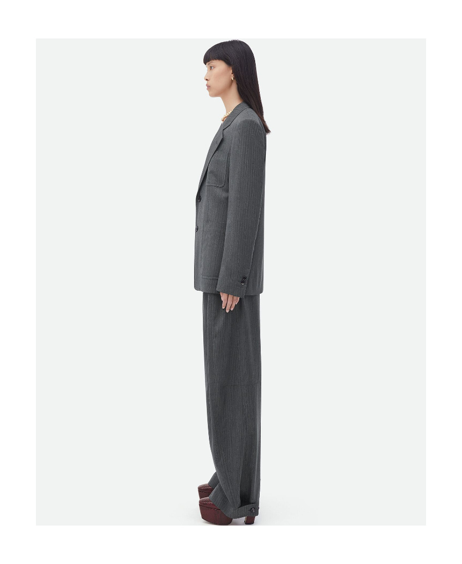 Bottega Veneta Wool Herringbone Casual Jacket In Black