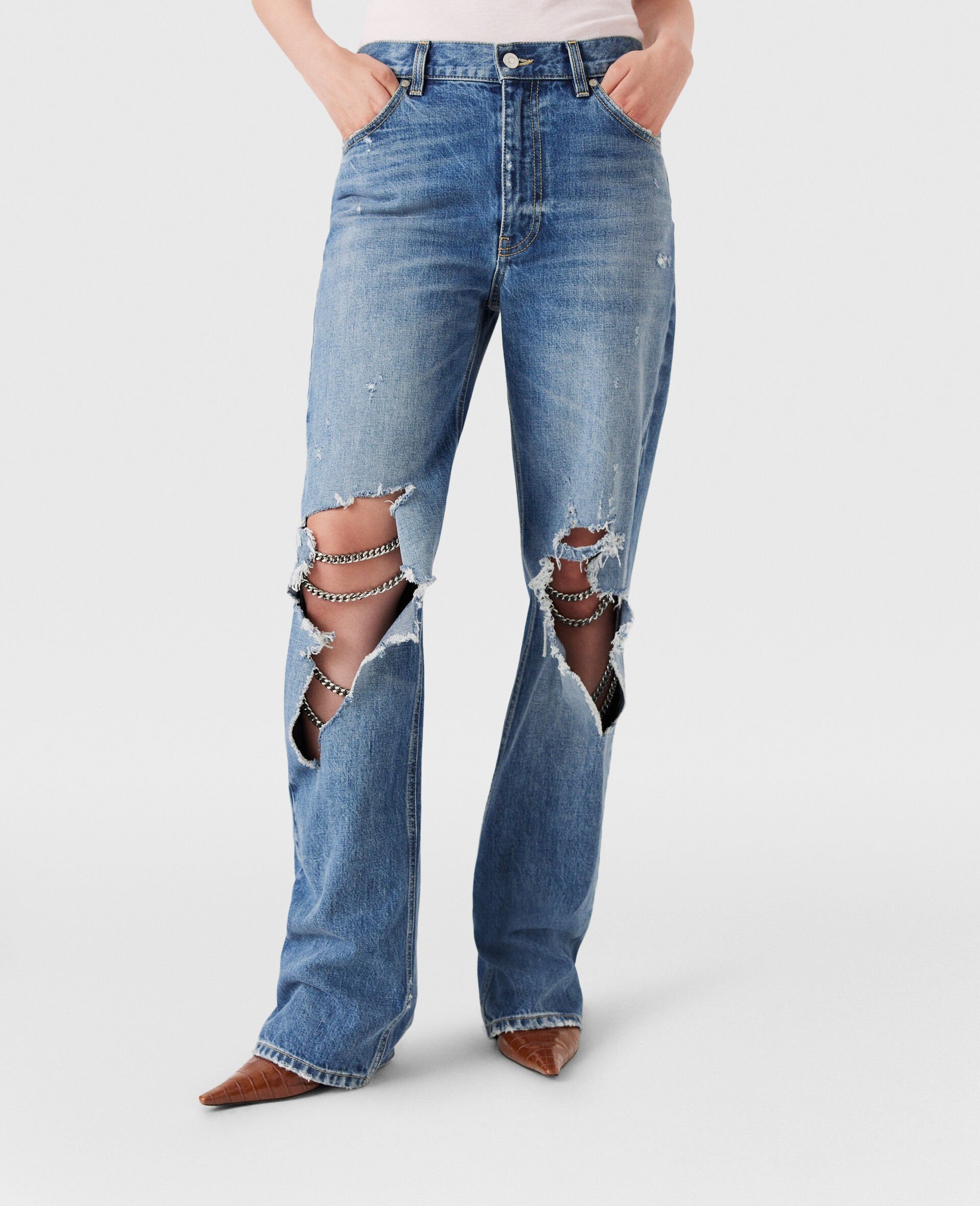 Stella Mccartney Falabella Knees Bootcut Jeans In Blue