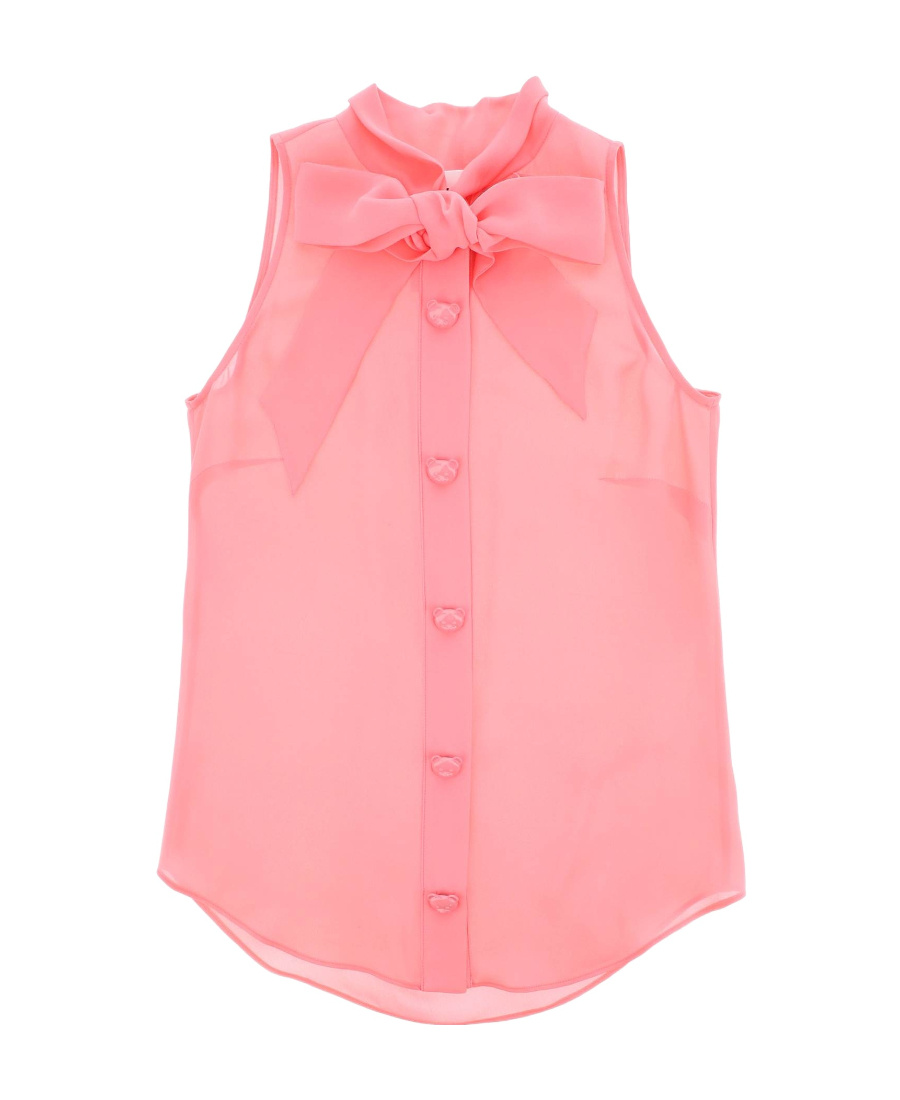 MOSCHINO PUSSBOW-COLLAR SLEEVELESS BLOUSE 