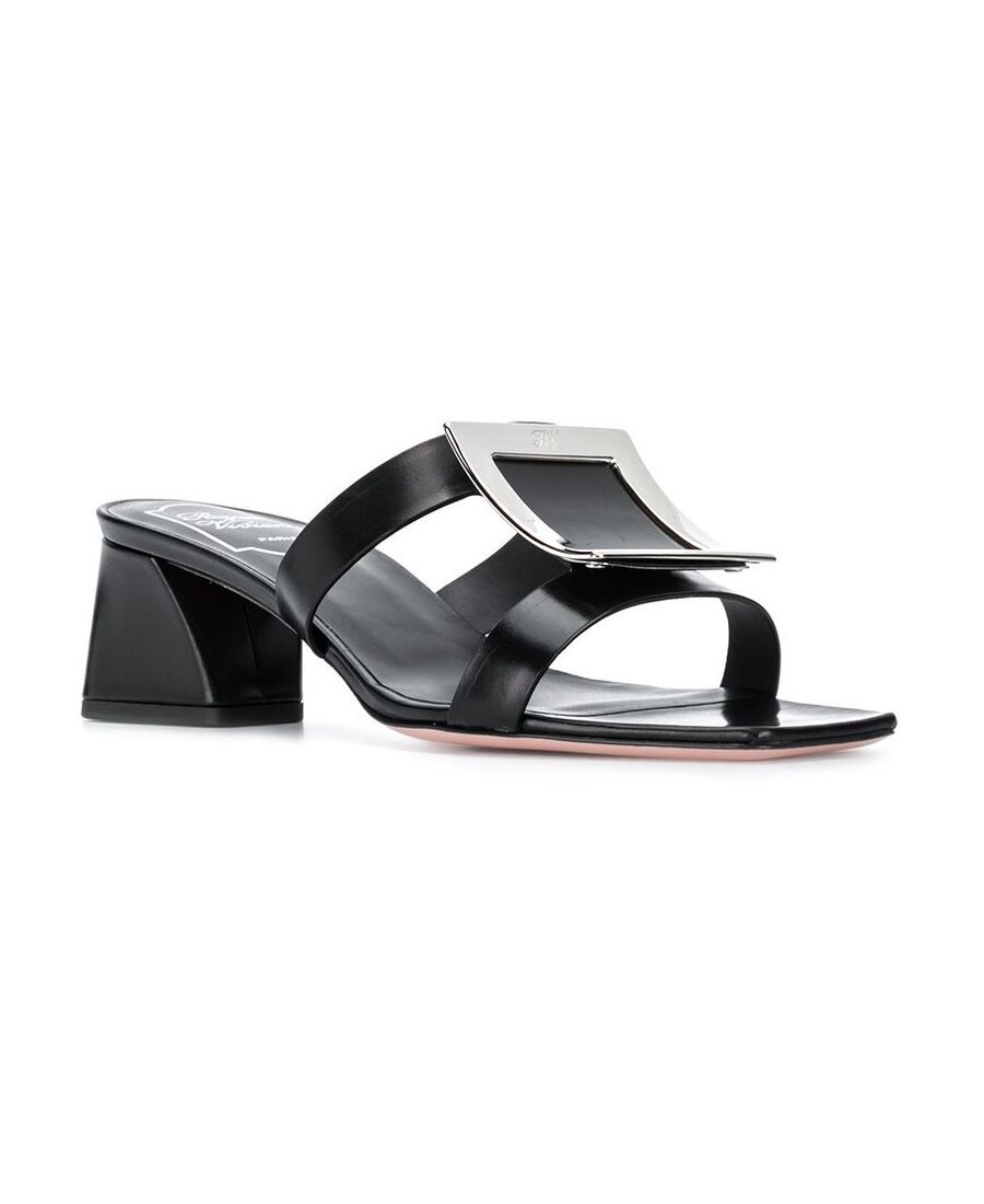 Roger Vivier Bikiviv Square Button Sandals In Black