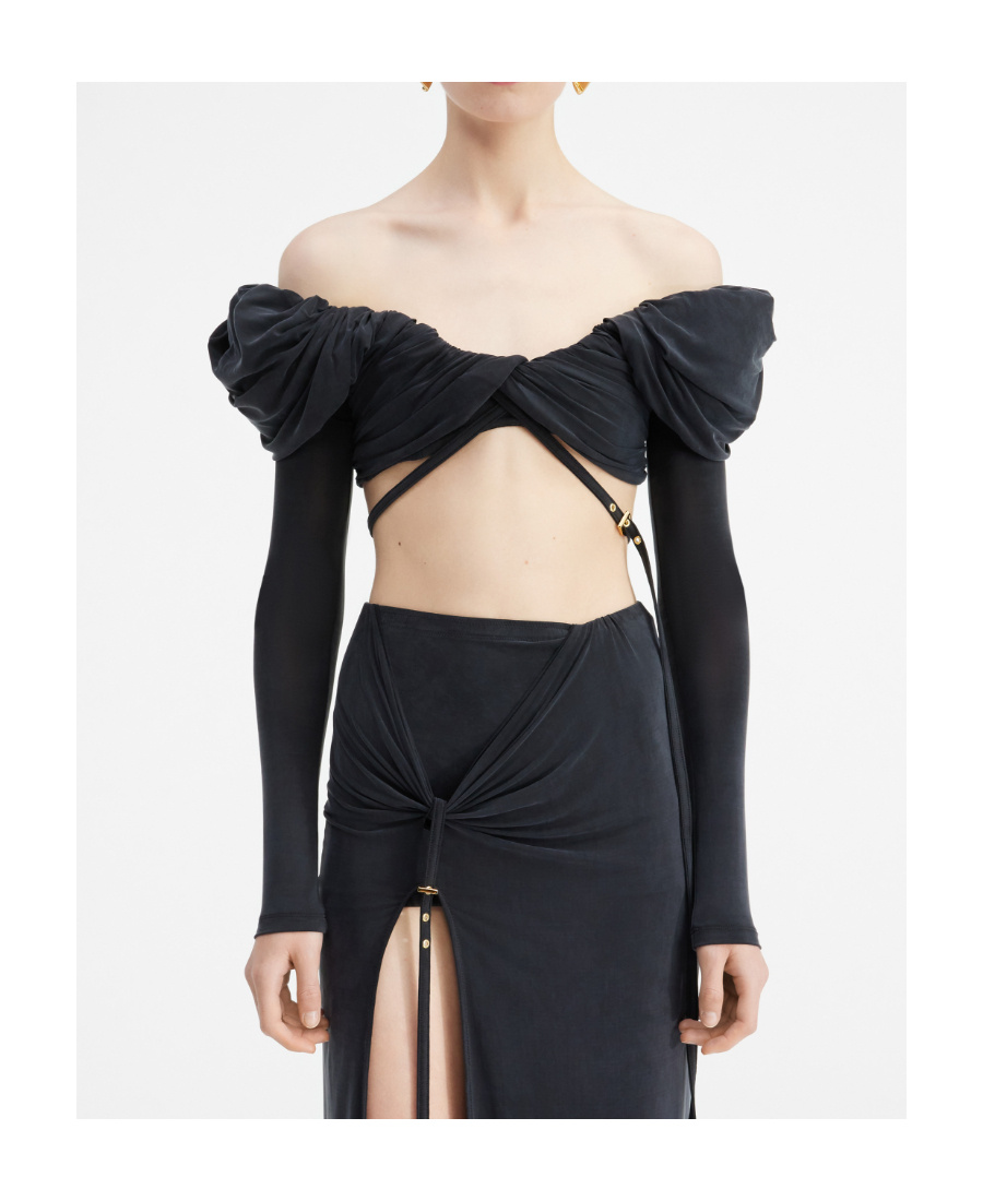 Jacquemus Le Haut Spalla Crop Top In Black