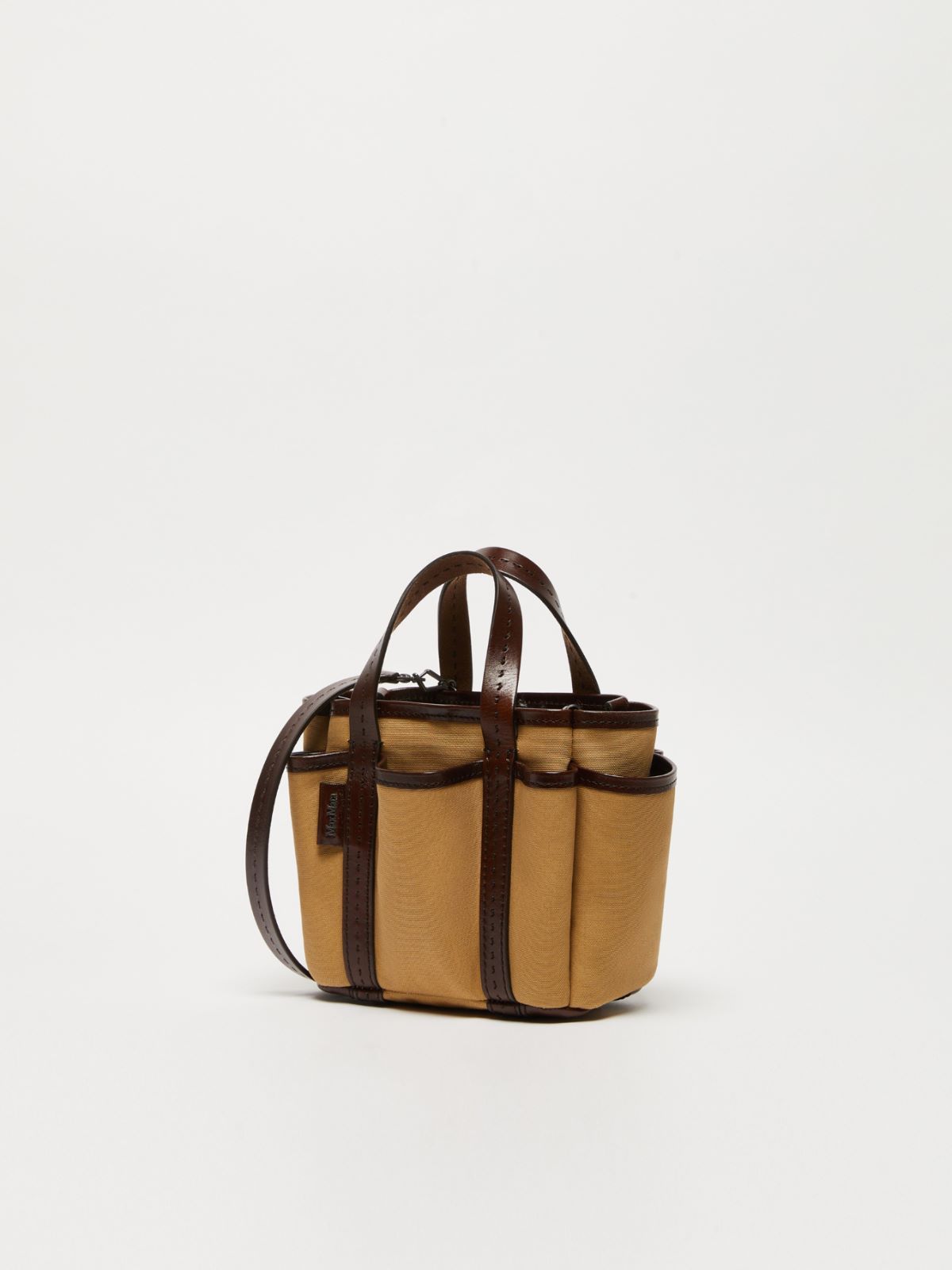 Max Mara Canvas And Leather Giardiniera Mini Tote Bag In Brown