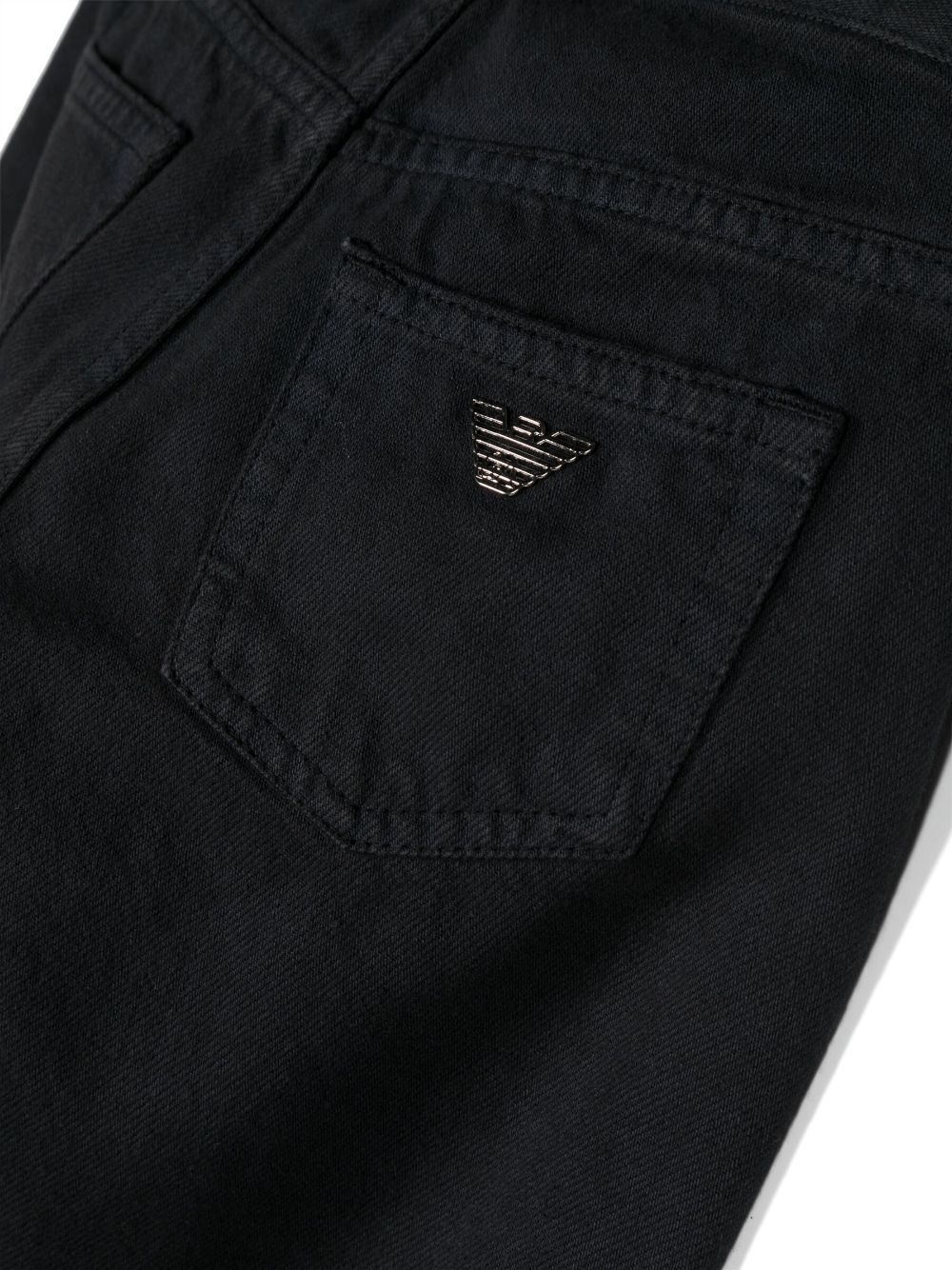 Emporio Armani Logo-plaque Twill Chinos In Black