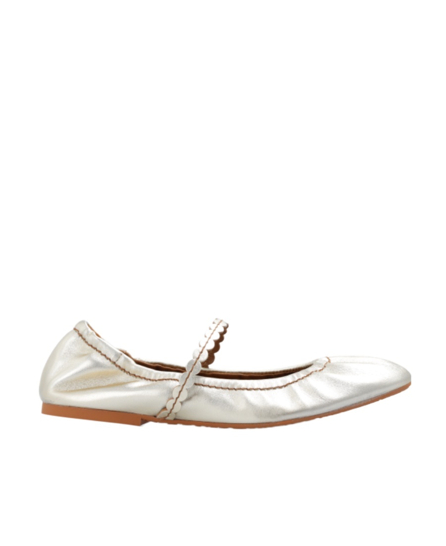 See By Chloé Round Head Ballet Shoes In White