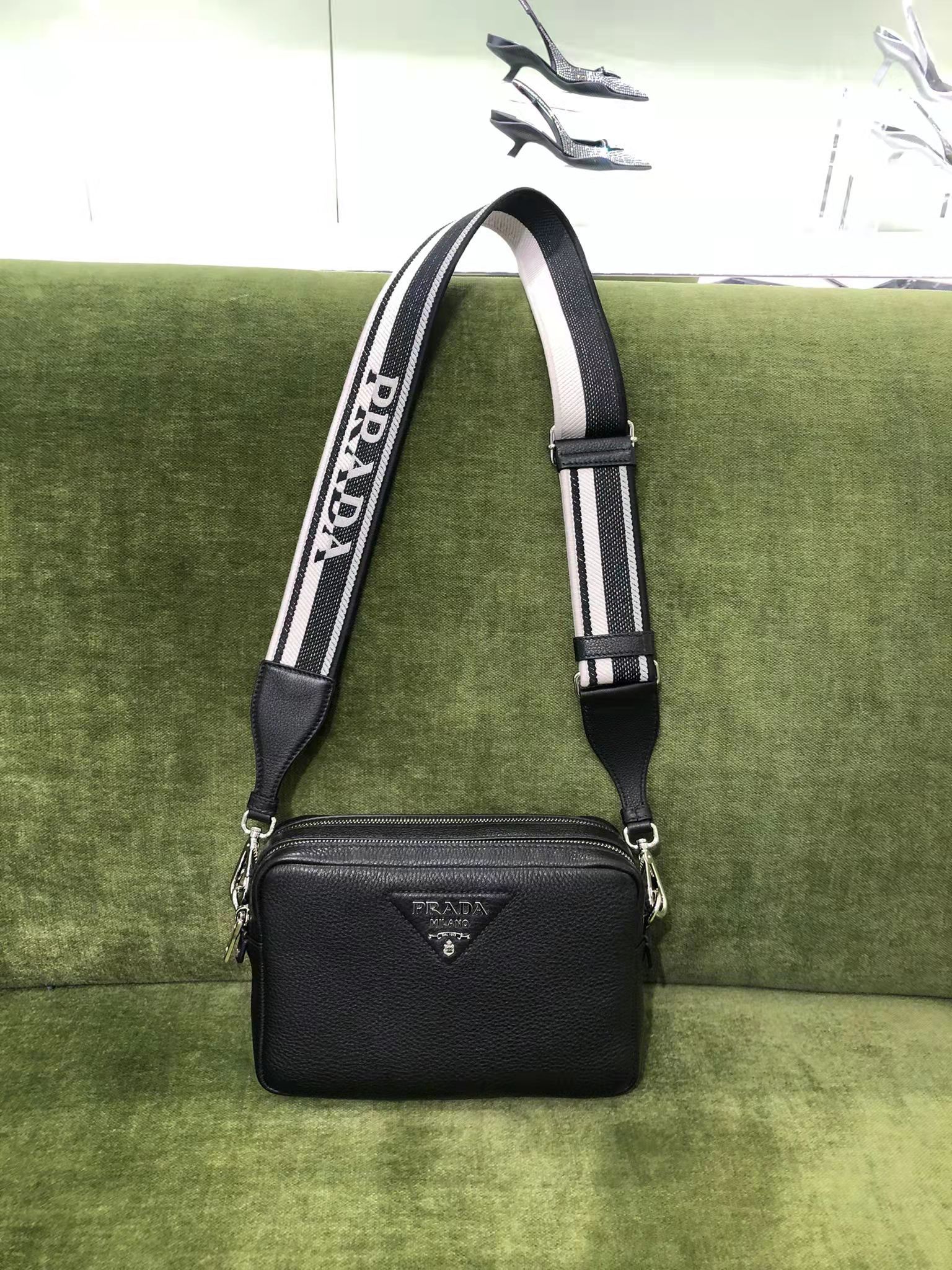 Prada Flou Shoulder Bag In Black