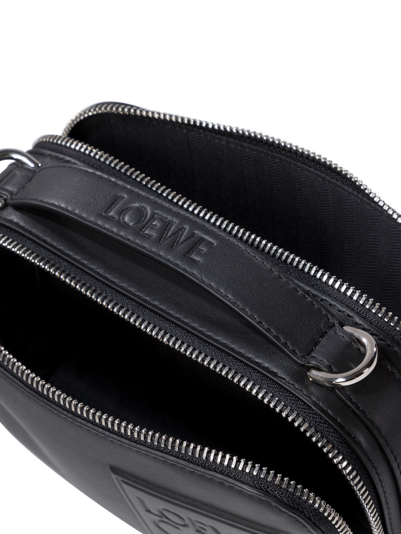 Loewe Mini Puzzle Leather Shoulder Bag In Black