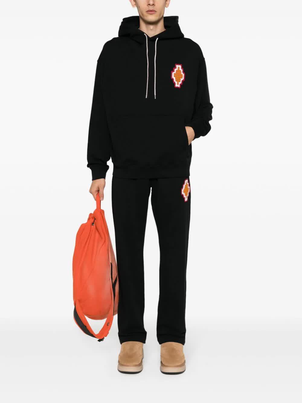 Marcelo Burlon County Of Milan Macrame Cross-patch Cotton Hoodie In Black