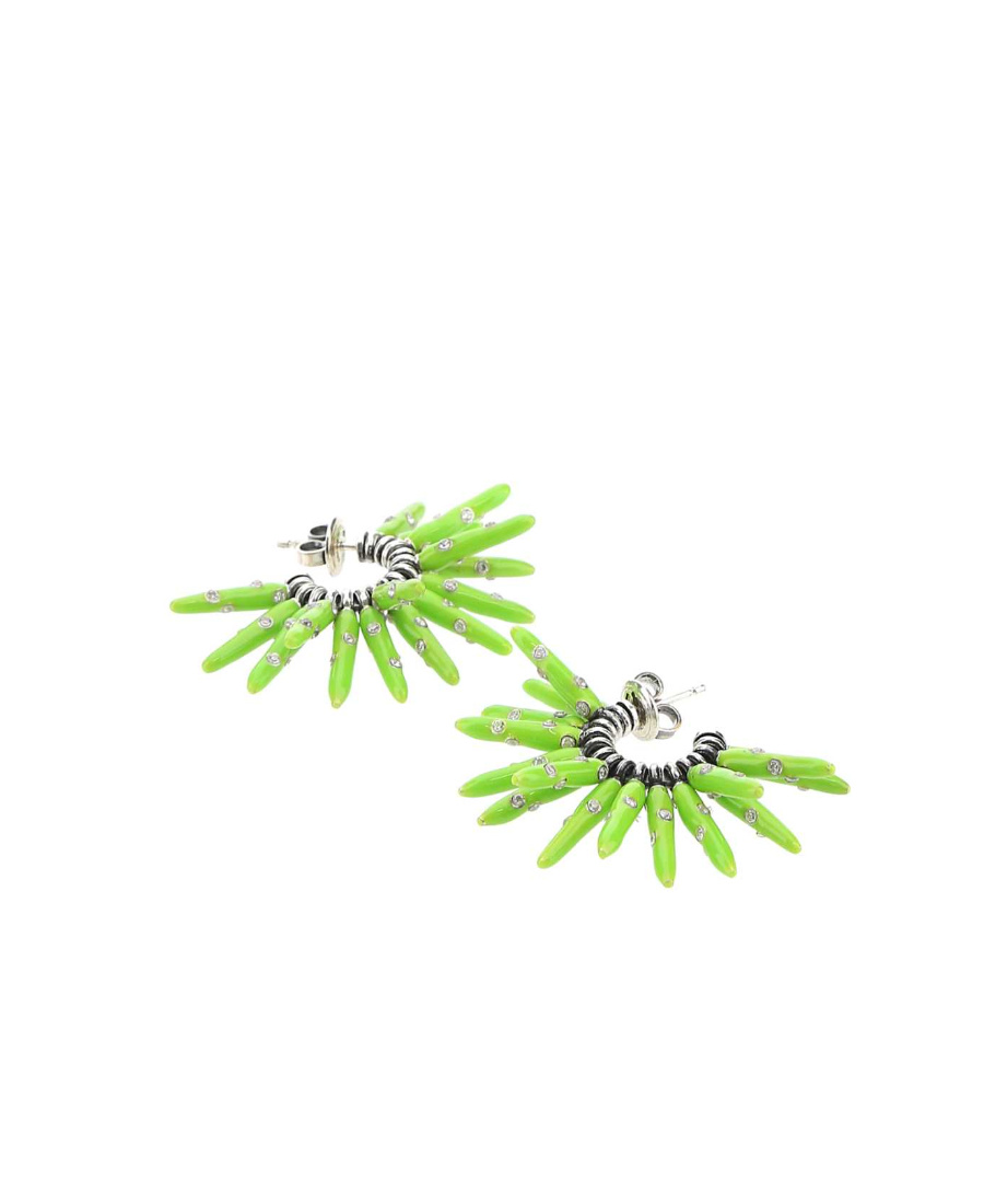 Bottega Veneta Woman Acid Green 925 Silver Cone Earrings In Green
