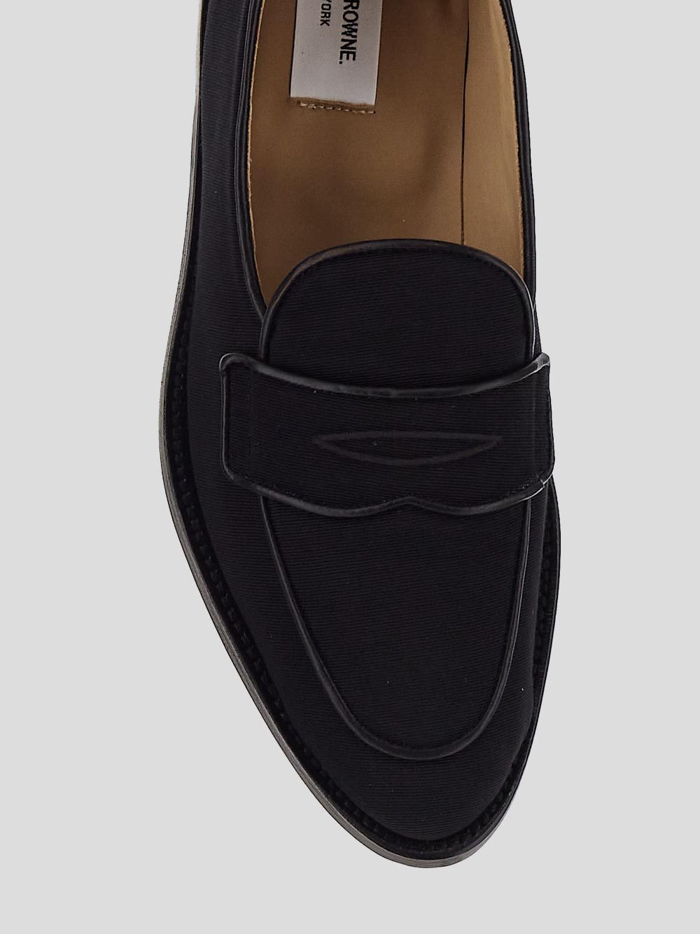 Thom Browne Rwb-stripe Canvas Leather Penny Loafer In Black