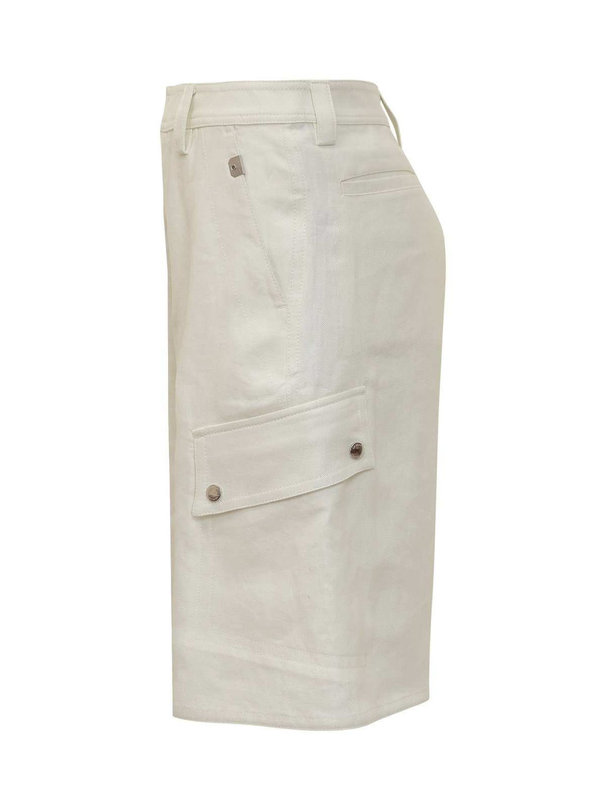 Off-white Men's Linen Safari Cargo Shorts In White