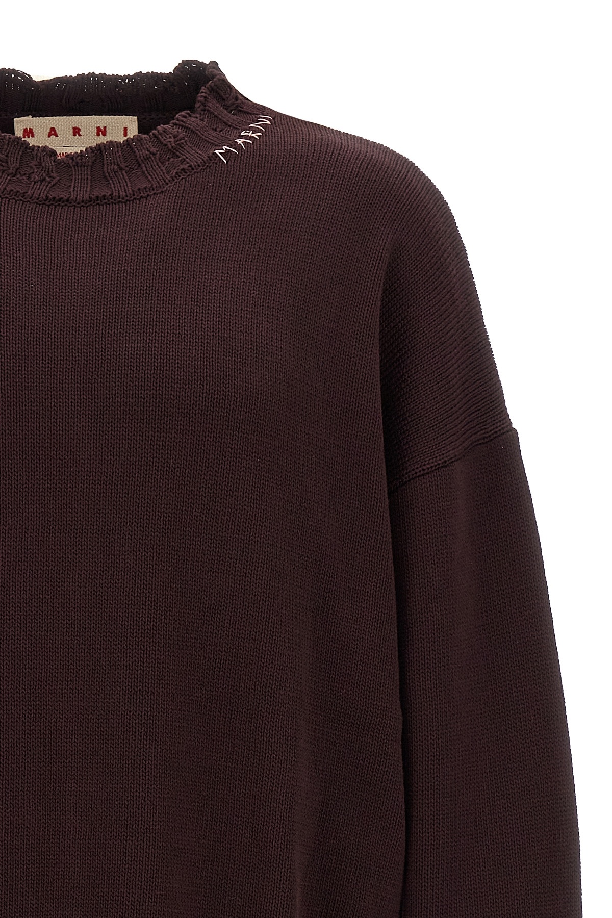 Marni Maroon Destroyed Effect Sweater In Black
