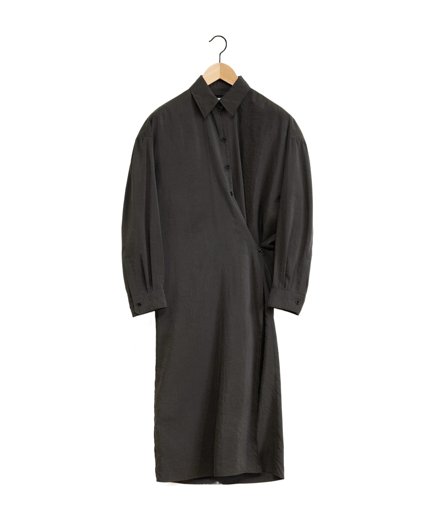 Lemaire Purple Straight Collar Twisted Midi Dress In Black