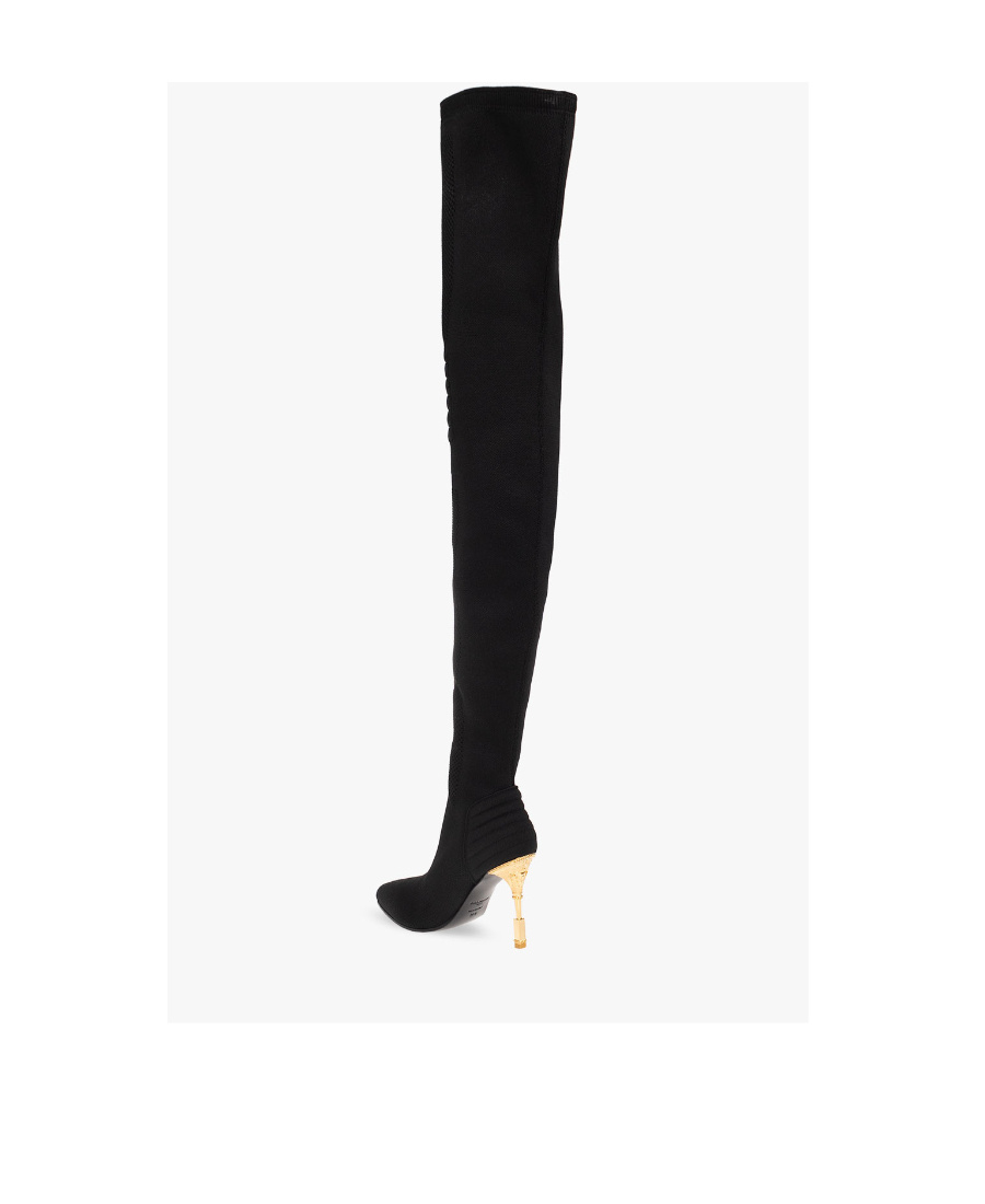 Balmain Medusa Sculpted-heel 100mm Boots In Black