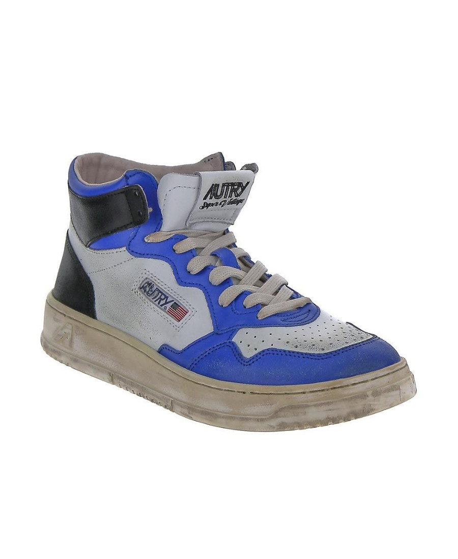 Autry Distressed-effect Hi-top Sneakers In Gray