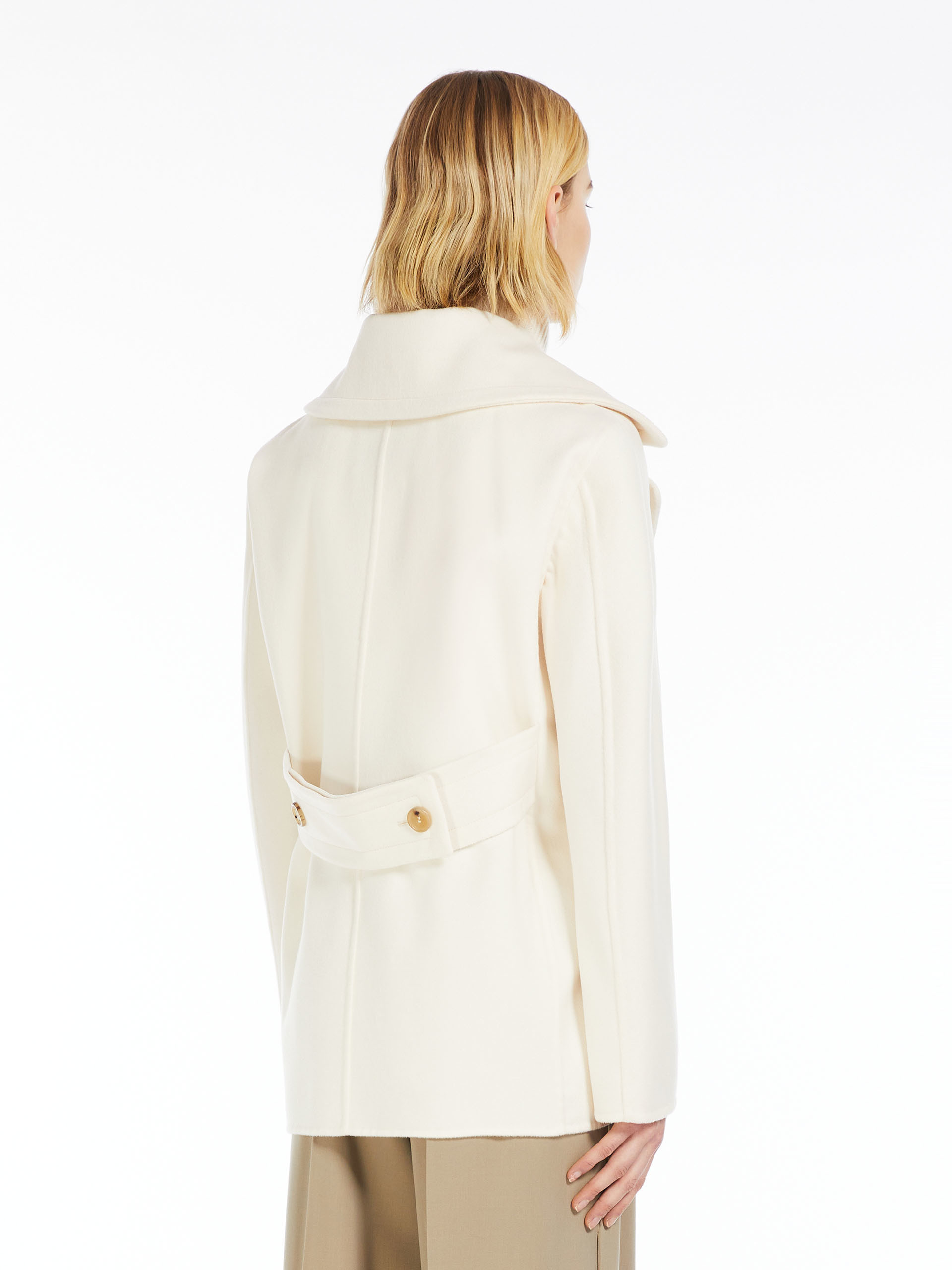 Max Mara Wool Cashmere Double-breasted Coat In White