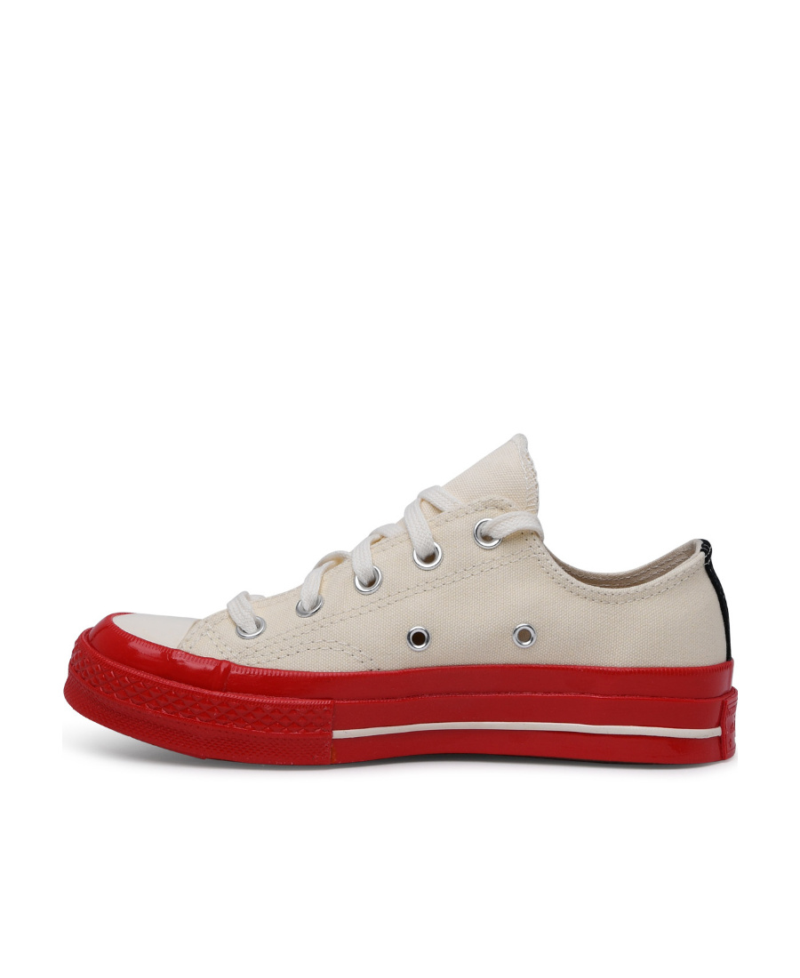 Comme Des Garçons Play Low-top Canvas Sneaker Rubber Sole In Red