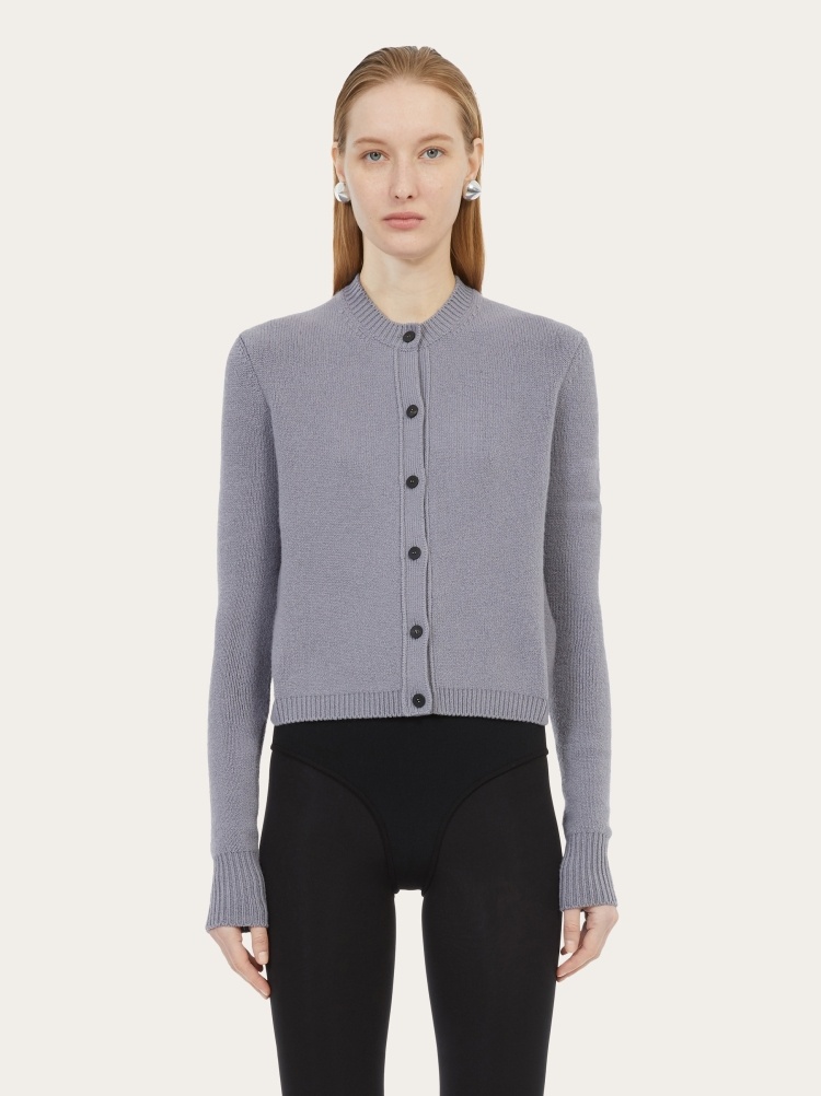 Ferragamo Long-sleeved Sweater In Gray