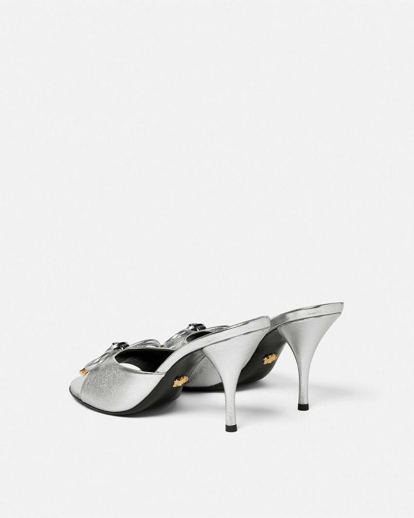 Versace High-heeled Slip-on Sandals In Gray