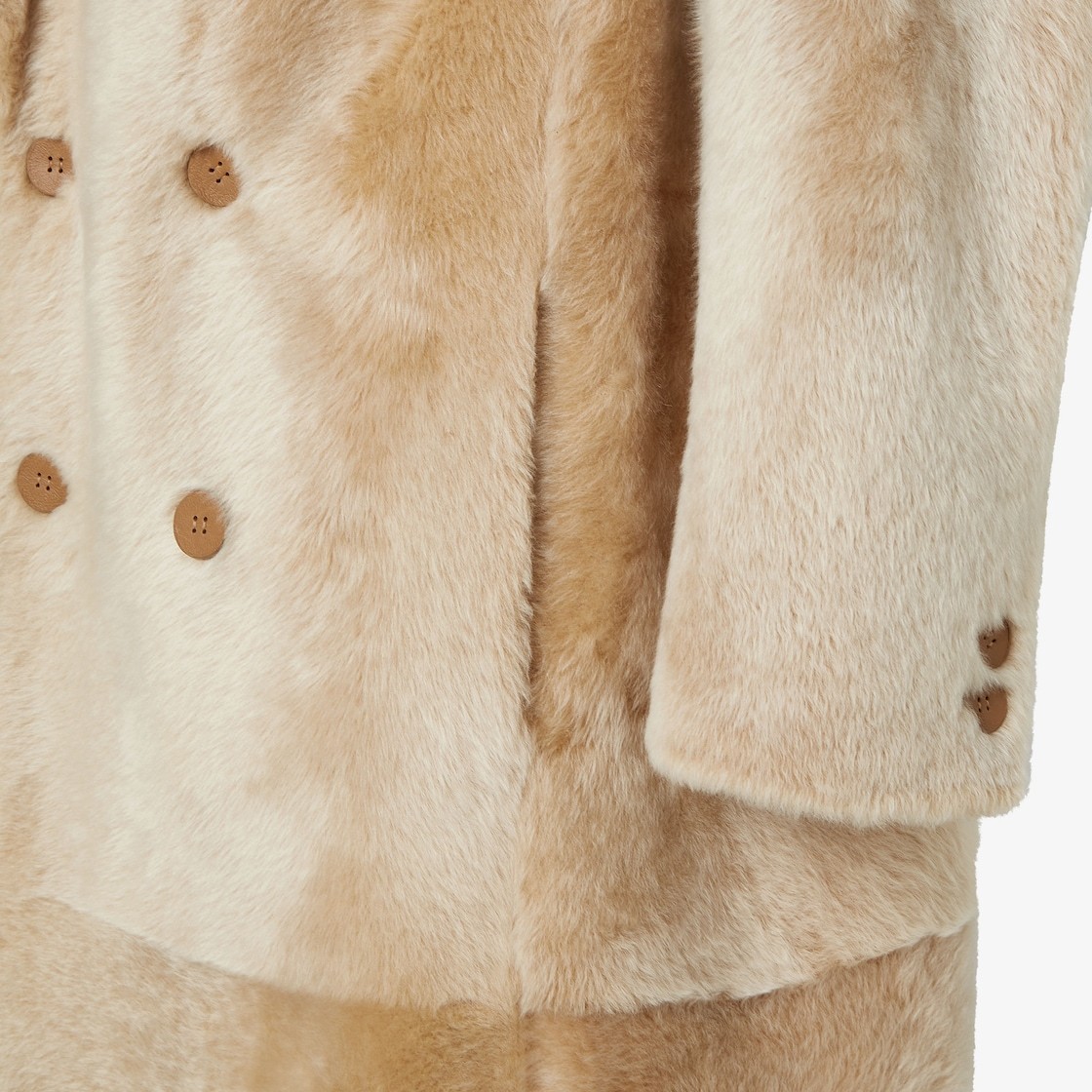 Fendi Light Beige Shearling Coat In Brown