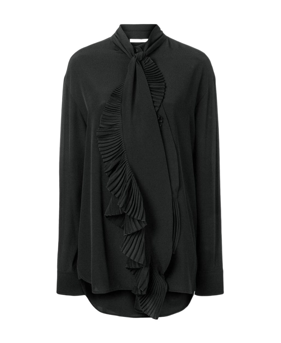 Givenchy Silk Ruffled Shirt In Black