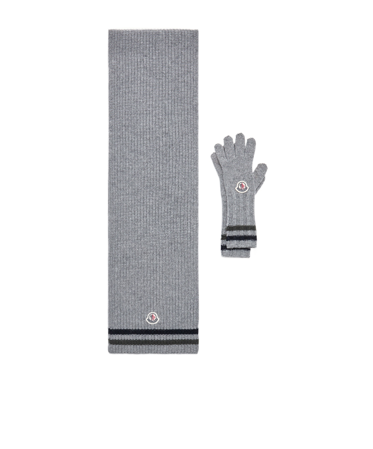 Moncler Gloves And Scarf Set In Gray