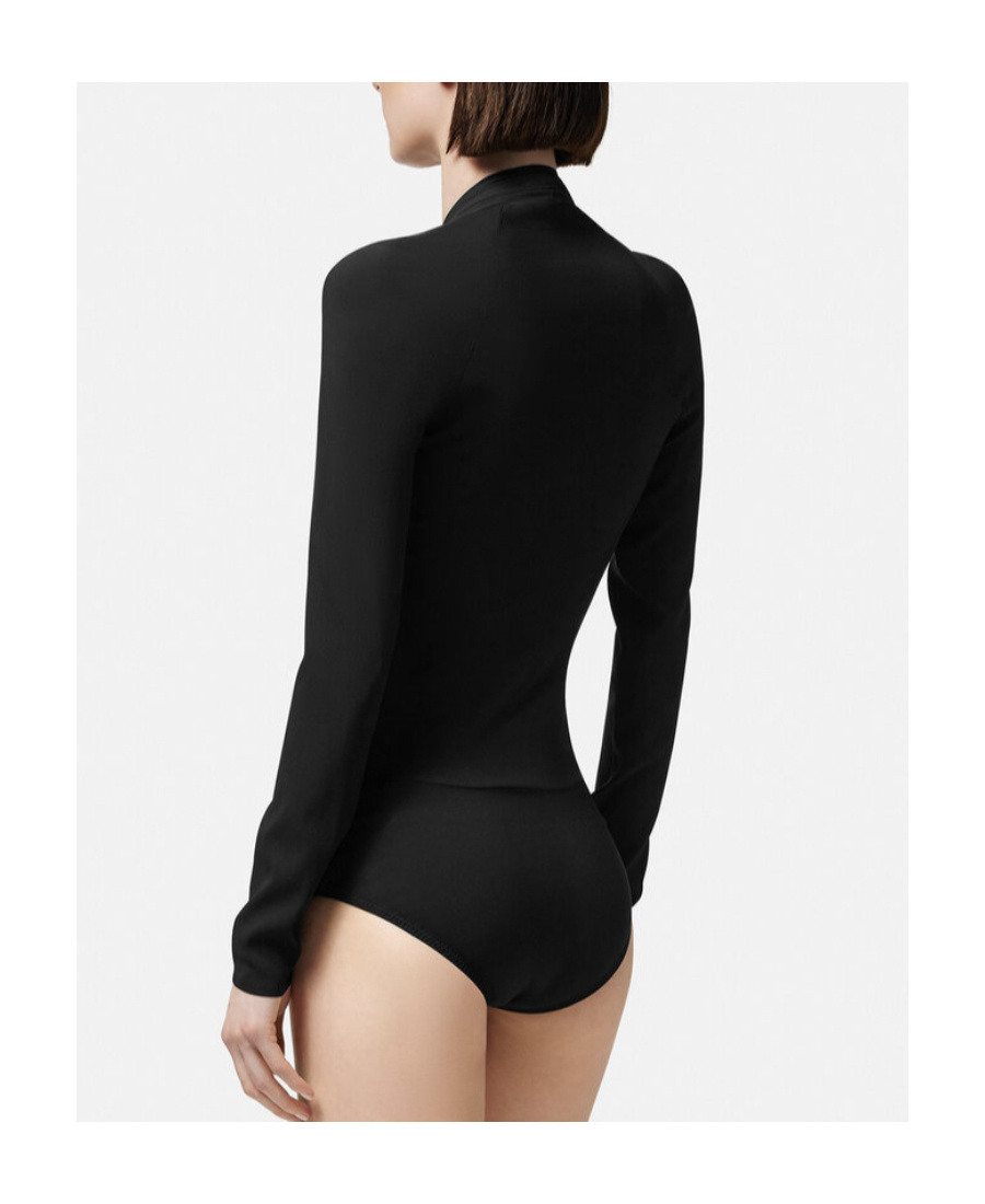 Versace Draped V-neck Bodysuit In Black