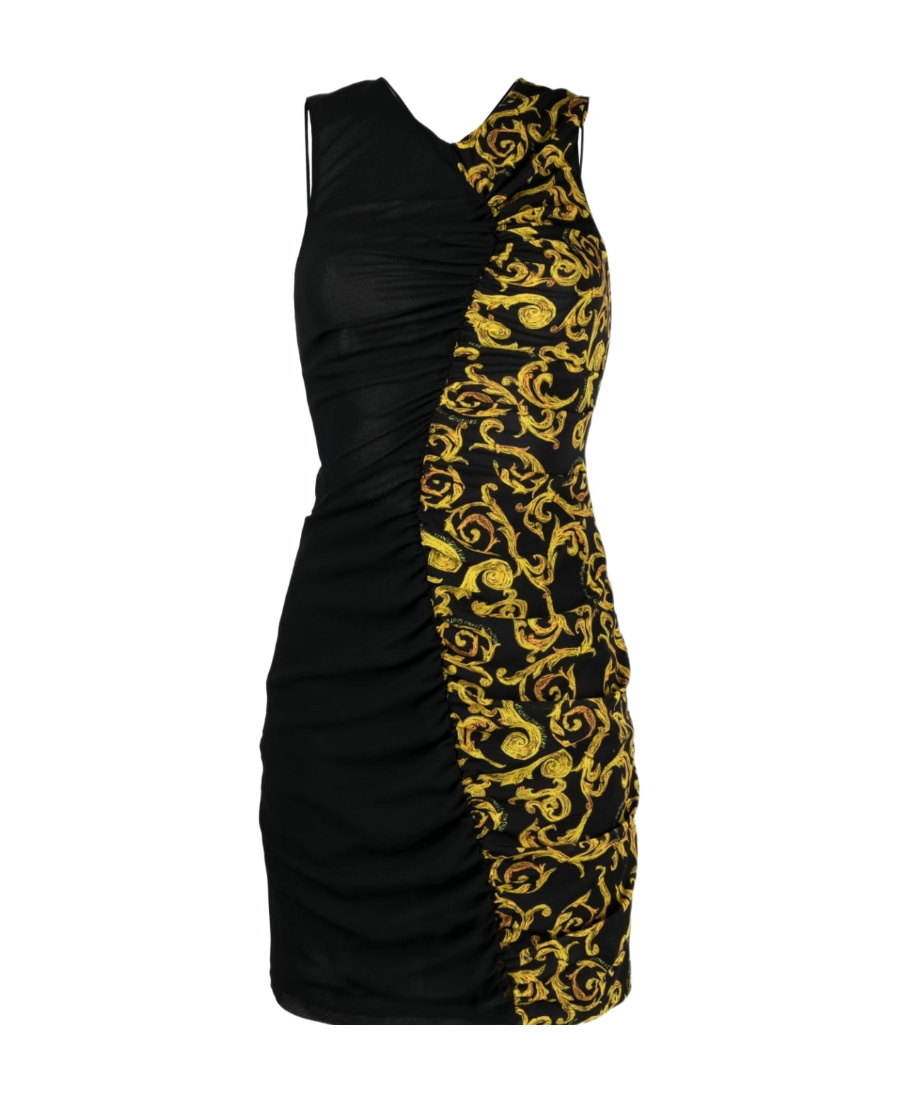 Versace Jeans Sketch Couture-print Minidress In Black