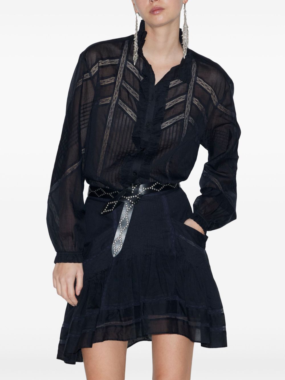 Isabel Marant Étoile Gaia Embroidered Cotton Blouse In Black