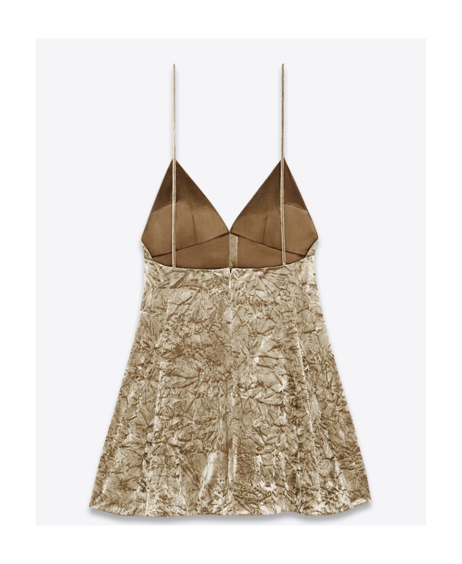 Saint Laurent Women Biscuit Velvet Mini Dress In Nude