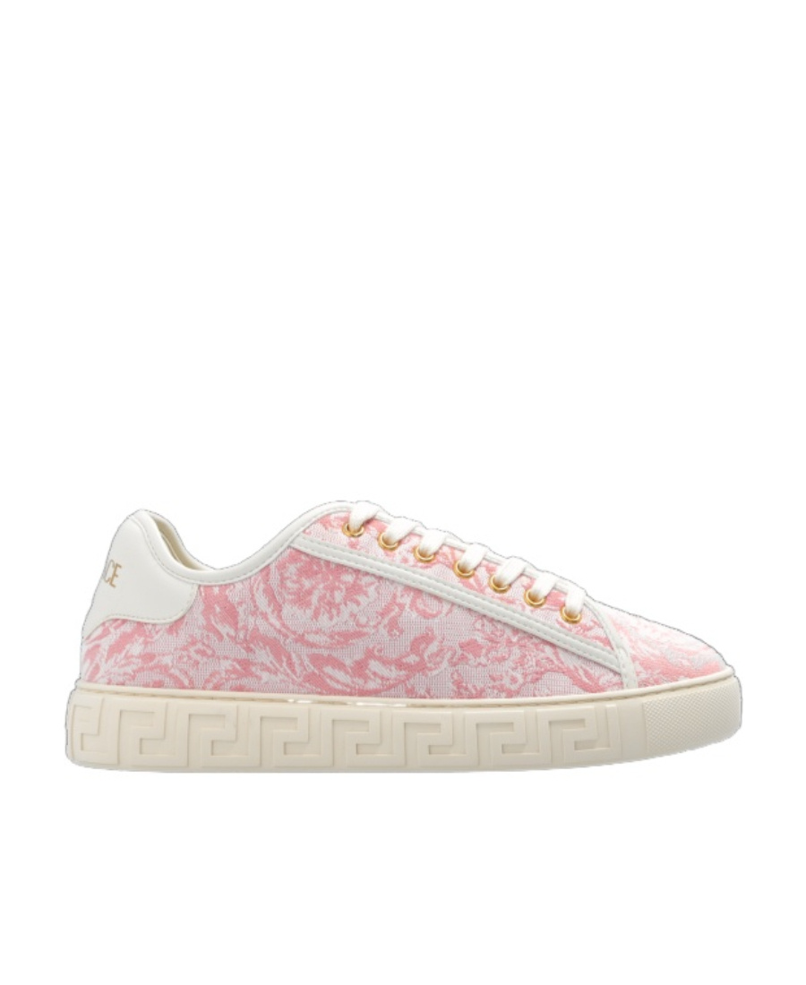Versace Barocco Greca Lace-up Sneakers In Nude