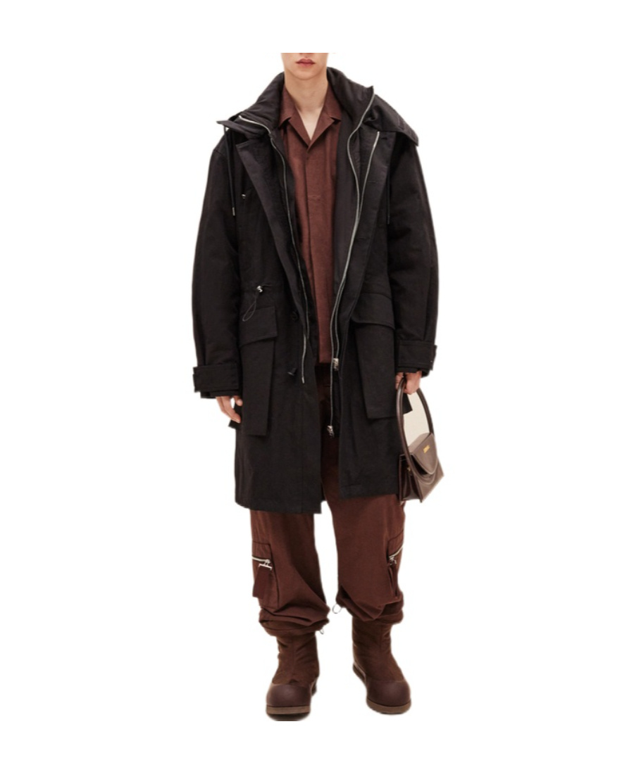 Jacquemus Layered Cotton-blend Parka In Black