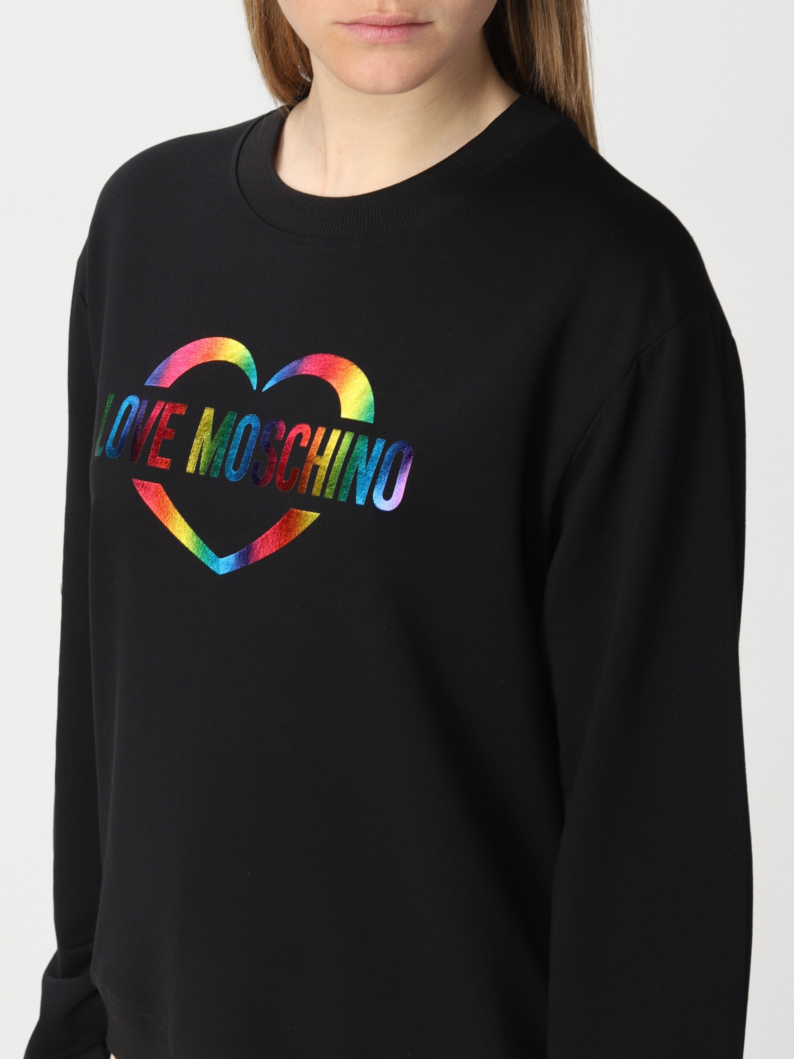 Moschino Logo-print Cotton Blend Sweatshirt In Black