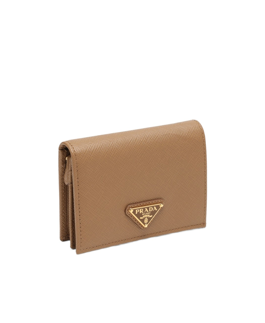 Prada Saffiano-leather Bi-fold Wallet In Brown