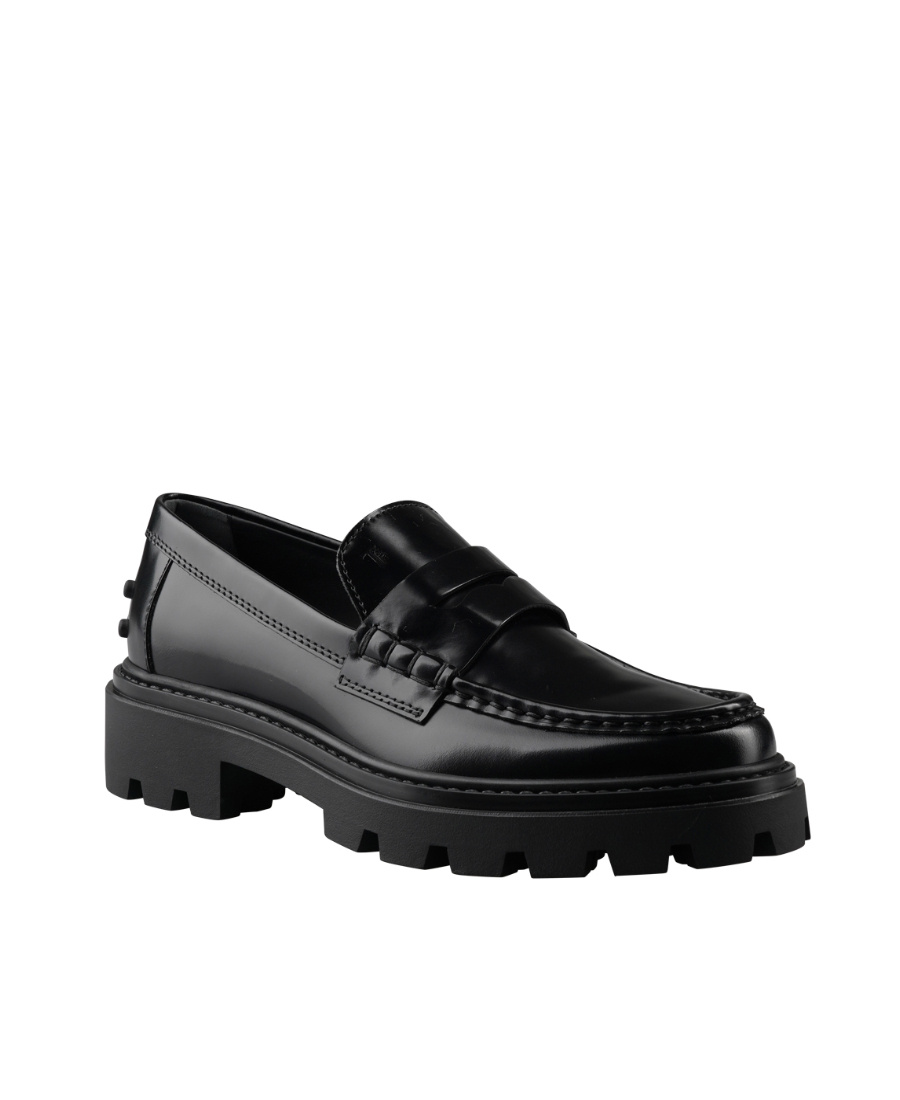 Tod's Penny-slot Leather Loafers In Black