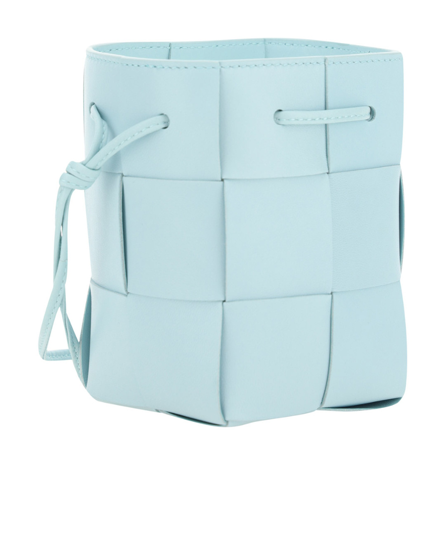 Bottega Veneta Mini Cassette Leather Bucket Bag In Blue