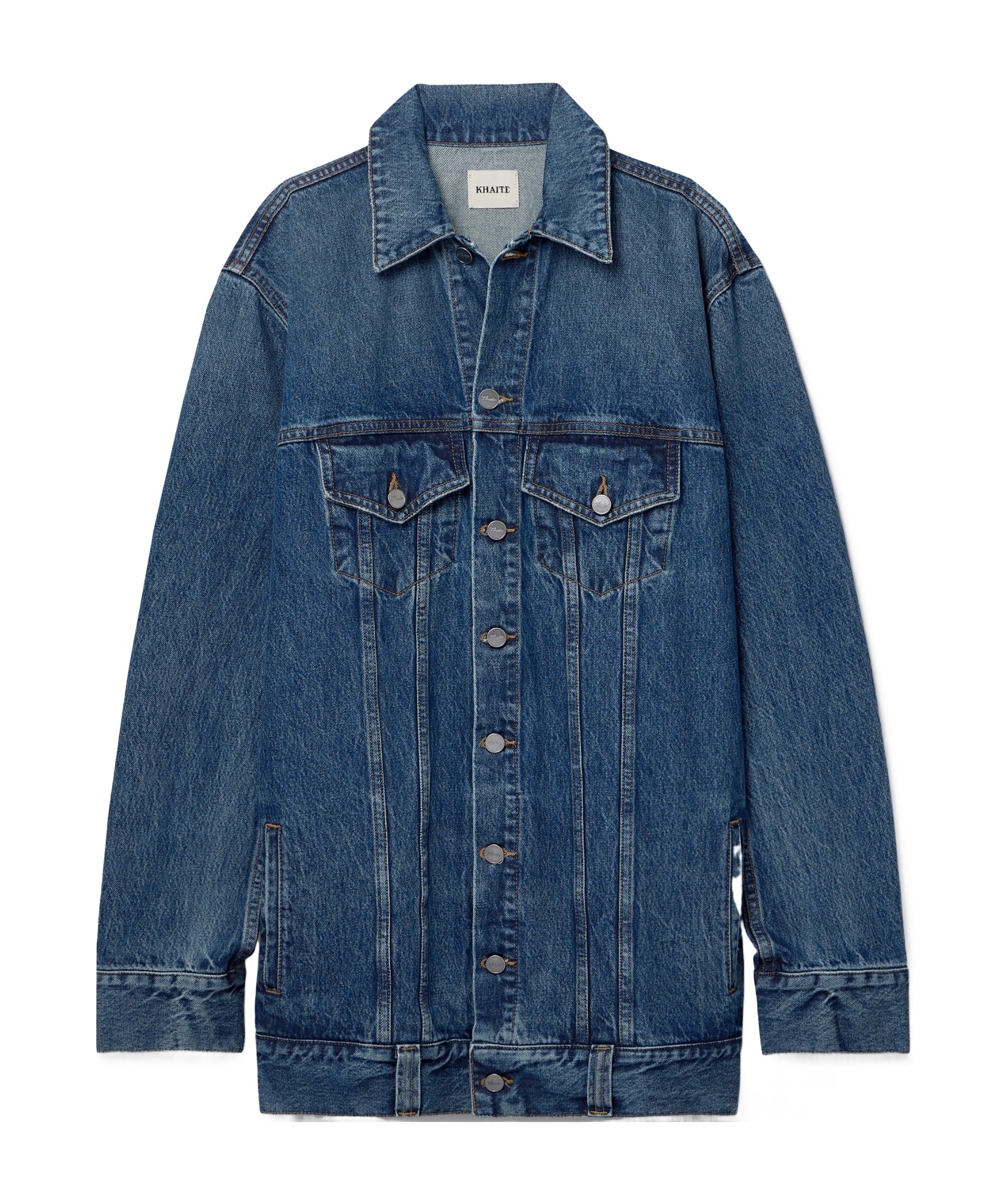 Khaite Long-sleeved Denim Coat In Blue