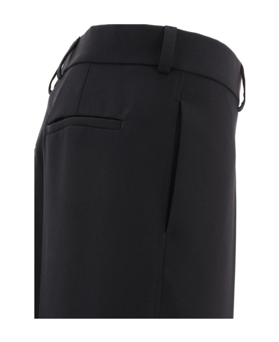 Jil Sander Cropped Wool Gabardine Trousers With Elastic Waistband In Black