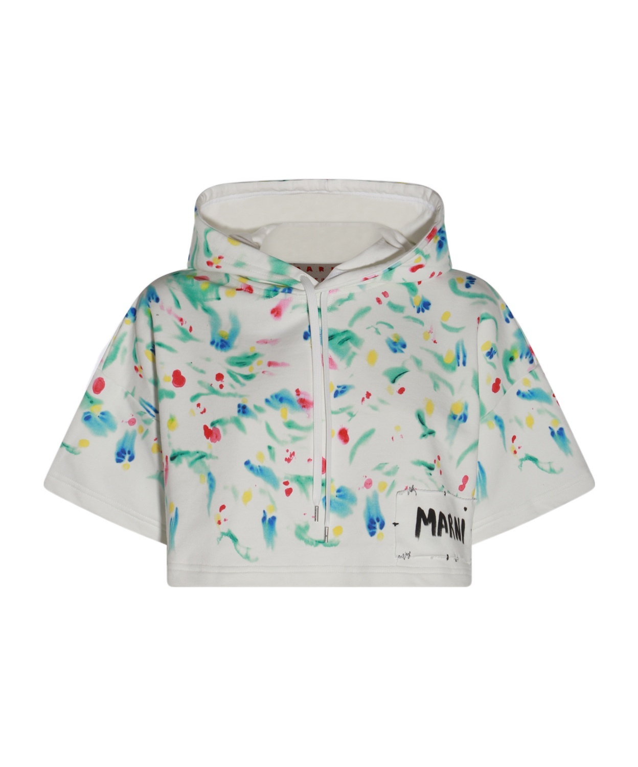 MARNI MARNI LOGO PATCH CROPPED HOODIE