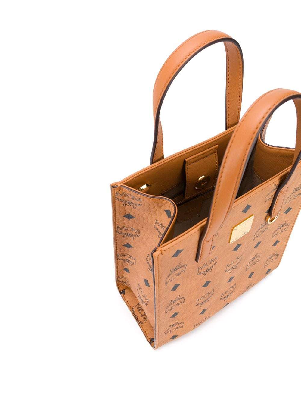 Mcm Women Printed Canvas Small Aren Shopping Bag In Brown