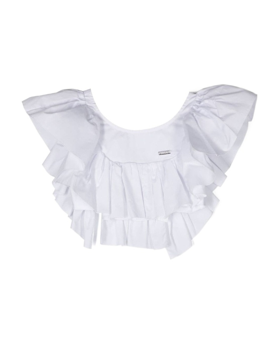 Monnalisa Ruffle-trim Cropped Blouse In White