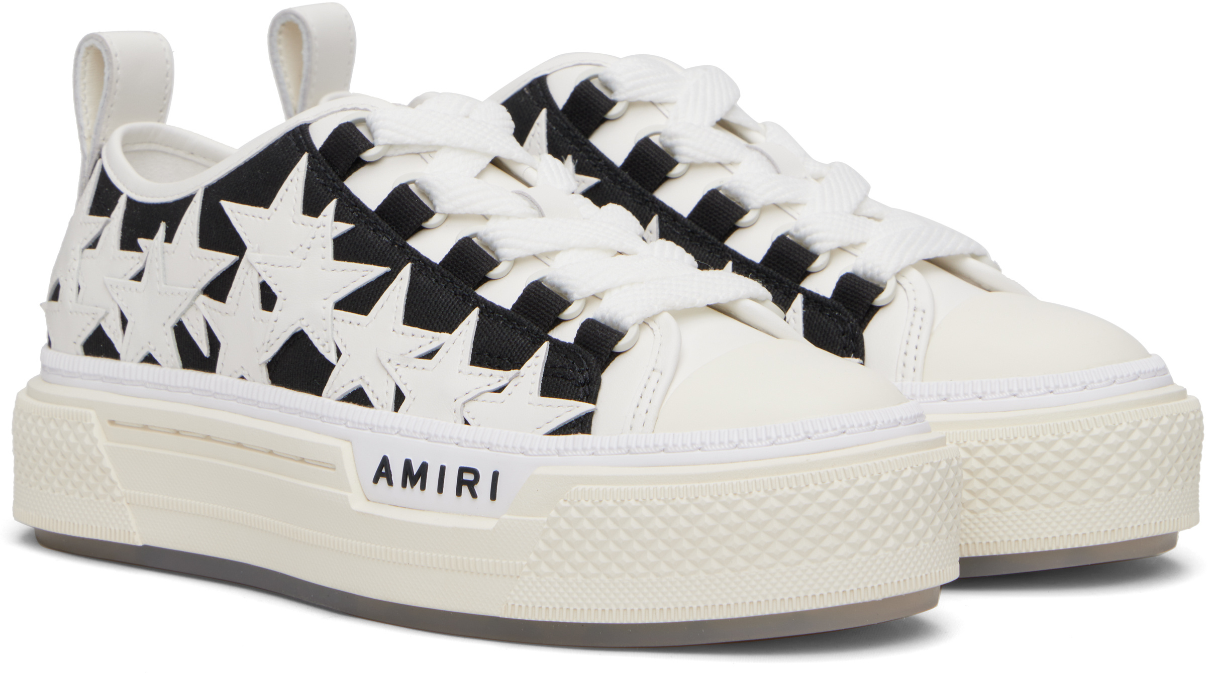 Amiri Denim Stars Low Top Platform Sneaker In White