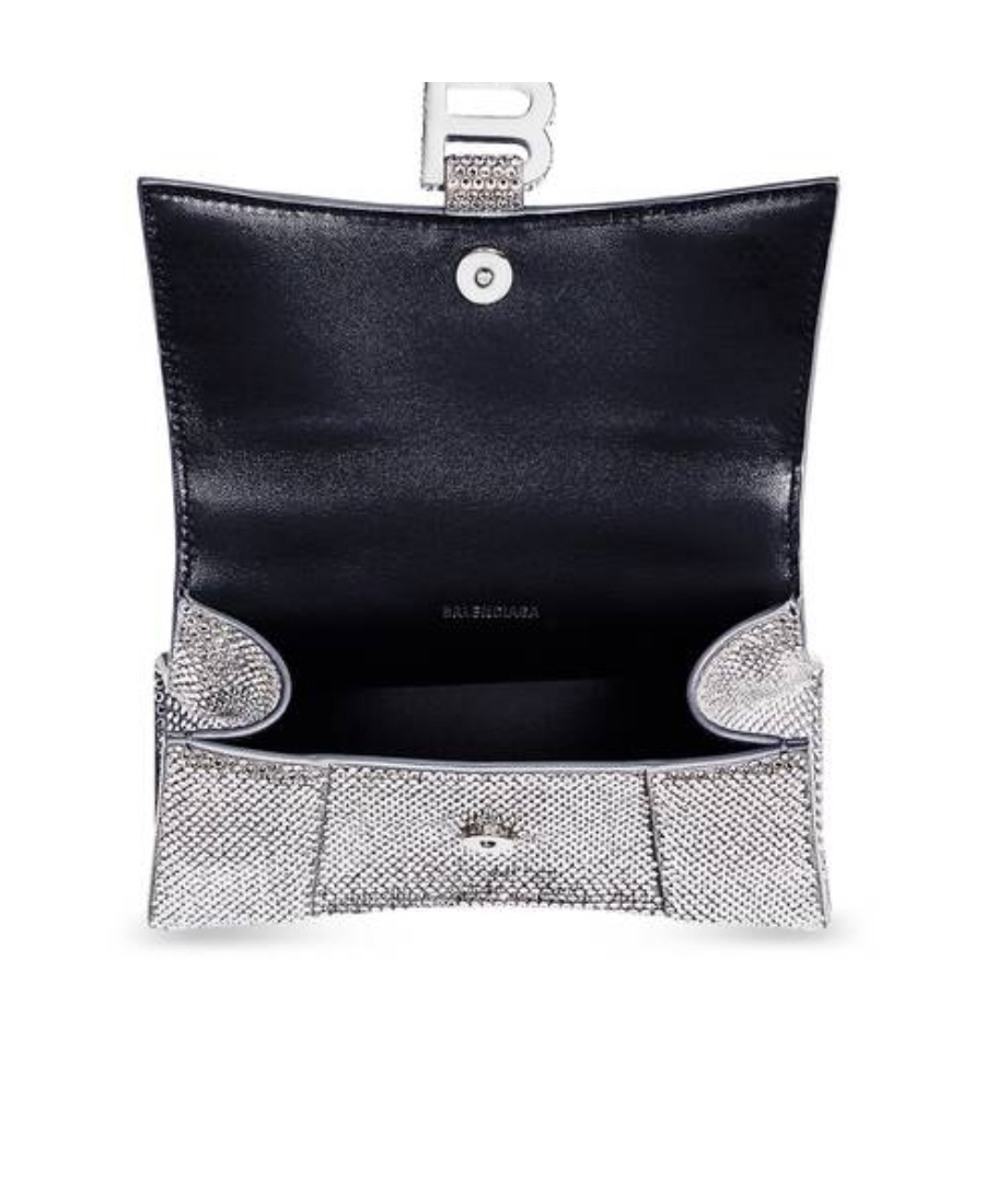 Balenciaga Hourglass Xs Strassed Top-handle Bag In White
