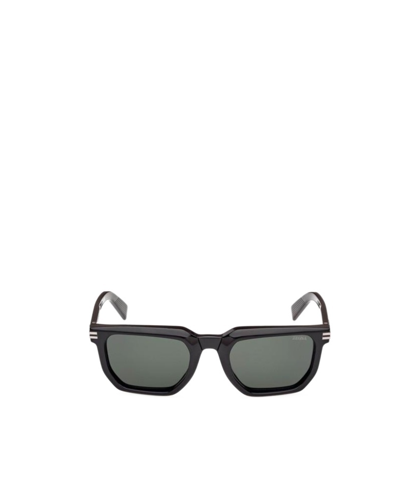 Zegna 54mm Polarized Rectangular Sunglasses In Black