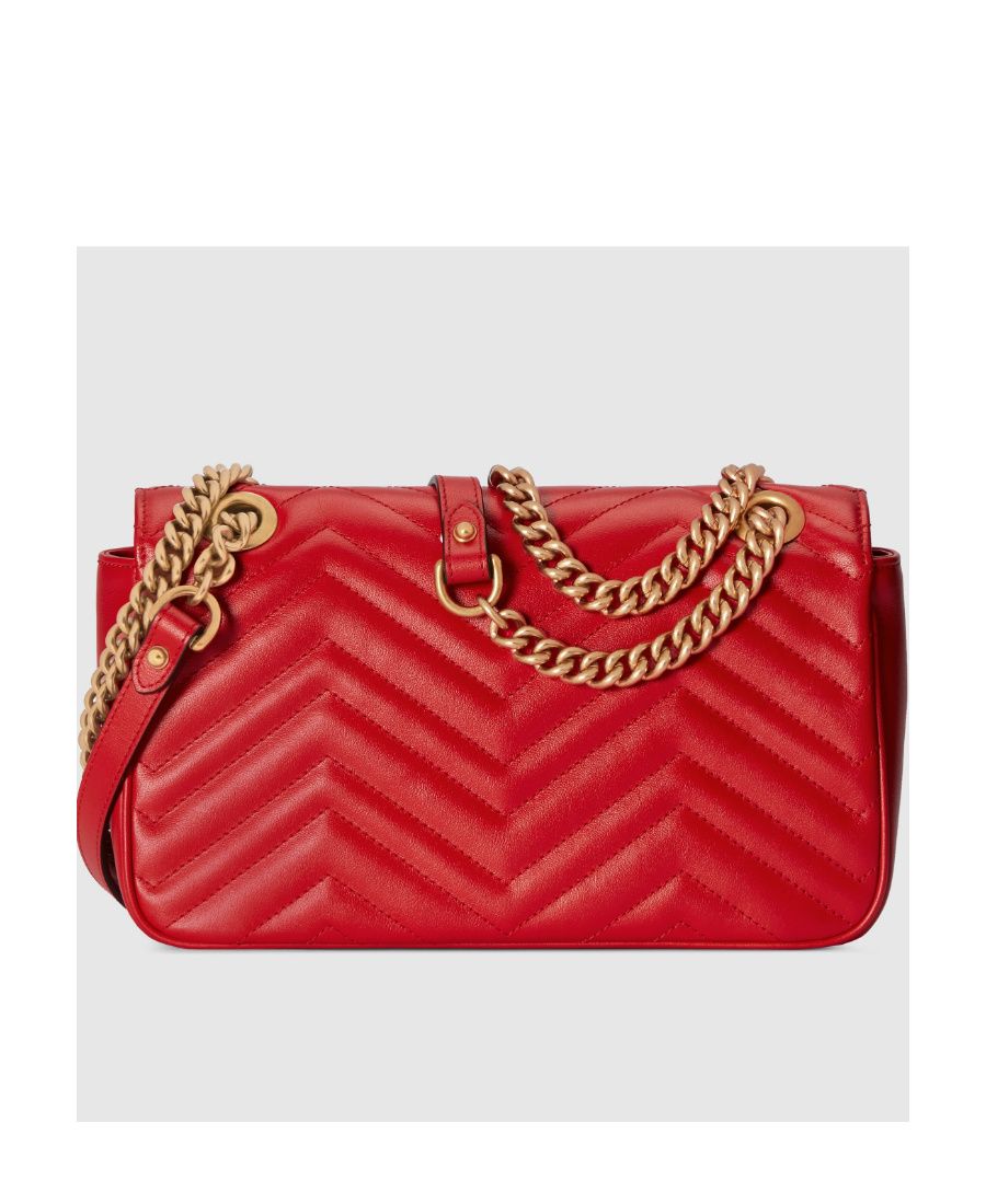 Gucci Women Gg Marmont Leahter Shoulder Bag In Red