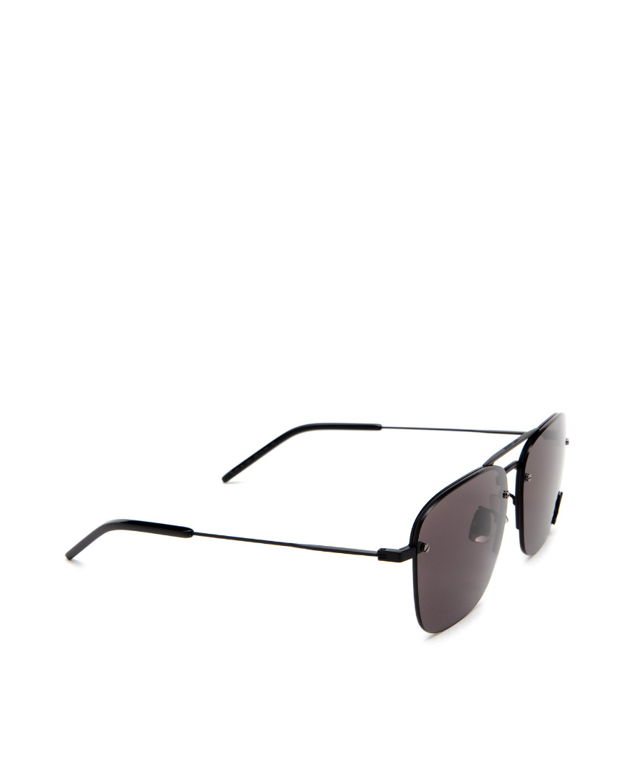 Saint Laurent Logo-plaque Square-frame Sunglasses In Black