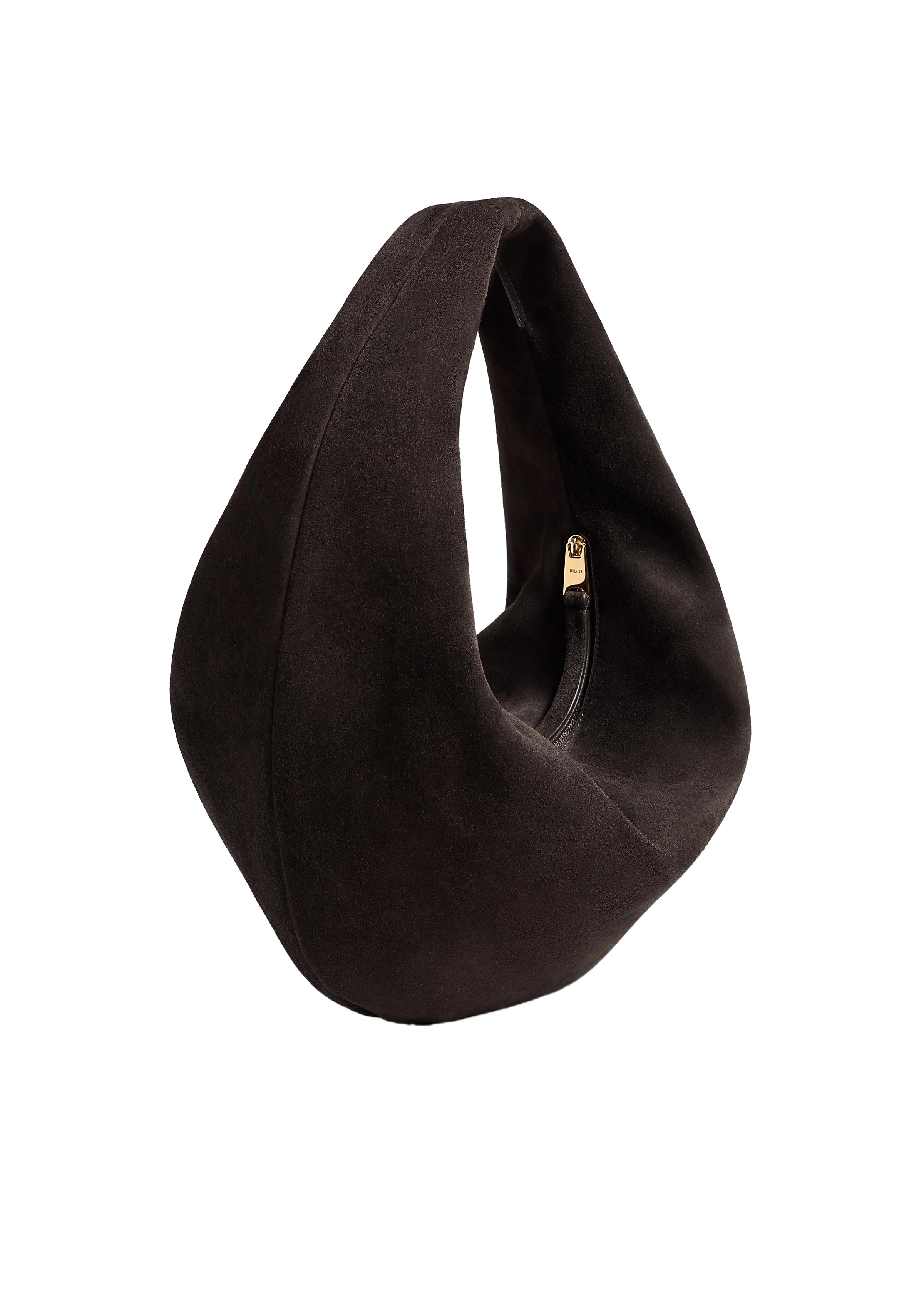Khaite Medium Olivia Zip Calf-suede Shoulder Bag In Brown