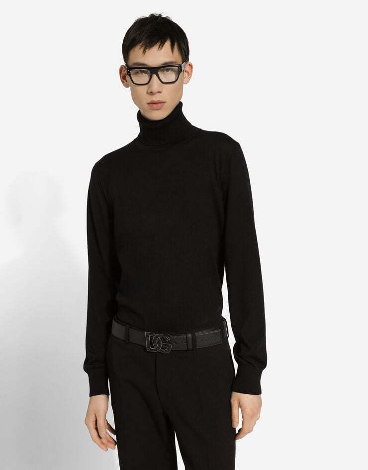 Dolce & Gabbana Black Logo Leather Belt In Black