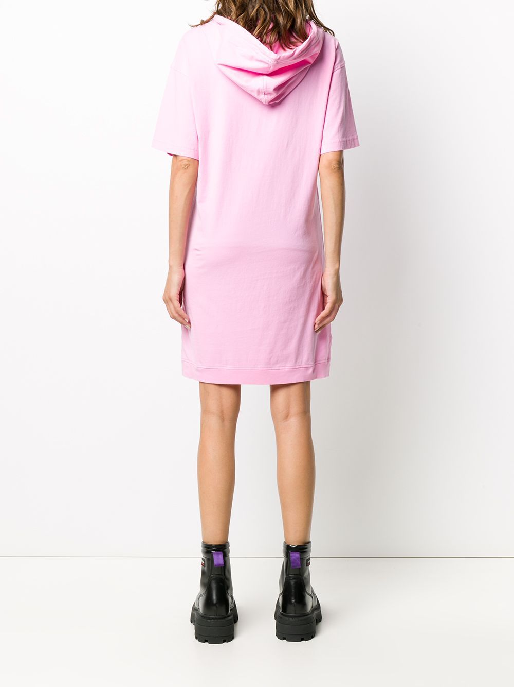Moschino Teddy Bear Printed Hooded T-shirt Dress In Pink